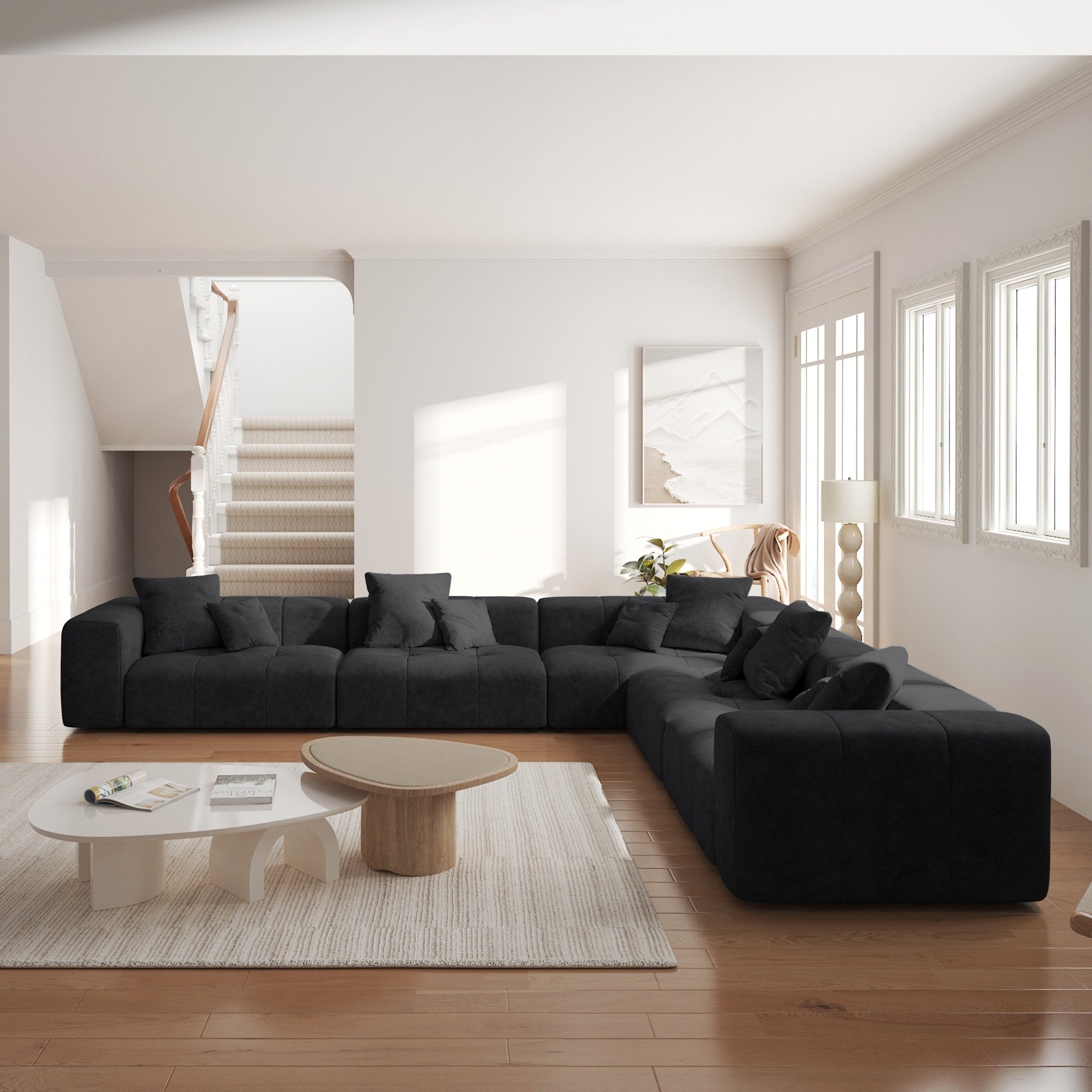 Modern L Shape Upholstered Reversible Modular Sofa For Living Room Apartment