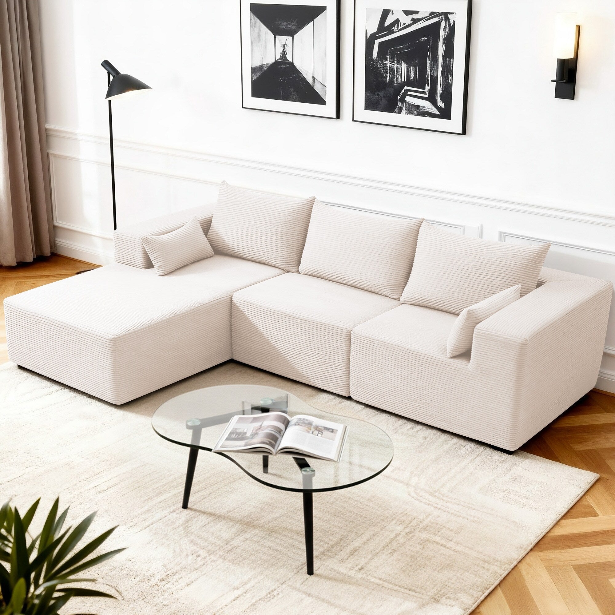 Modern L Shaped Cloud Modular Sectional Sofa With Chaise Lounge