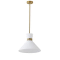 Modern Led Brass Pendant Light White Jade Glass Cone Shade