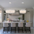 Modern Led Chandelier Clear Frosted Glass Floral Petals Dimmable