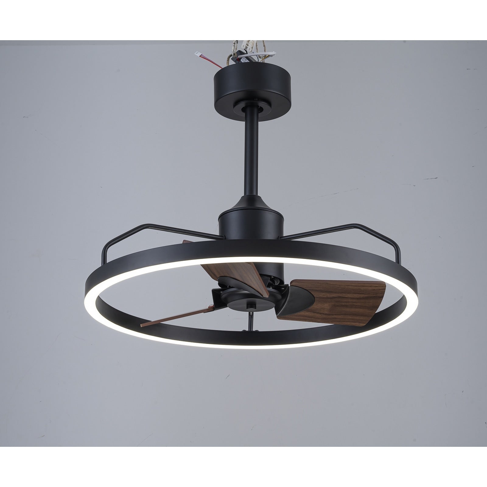 Modern Led Ring Ceiling Fan With Light Flush Mount Fandelier With Remote 23.6 Dia 9.1 H