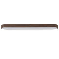 Modern Linear Flush Mount Ceiling Light Matte White Metal With Wood Grain Accent Milky White Diffuser
