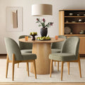 Modern Linen Blend Parsons Dining Chairs With Solid Wood Legs