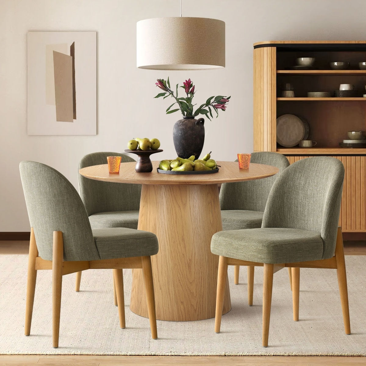 Modern Linen Blend Parsons Dining Chairs With Solid Wood Legs