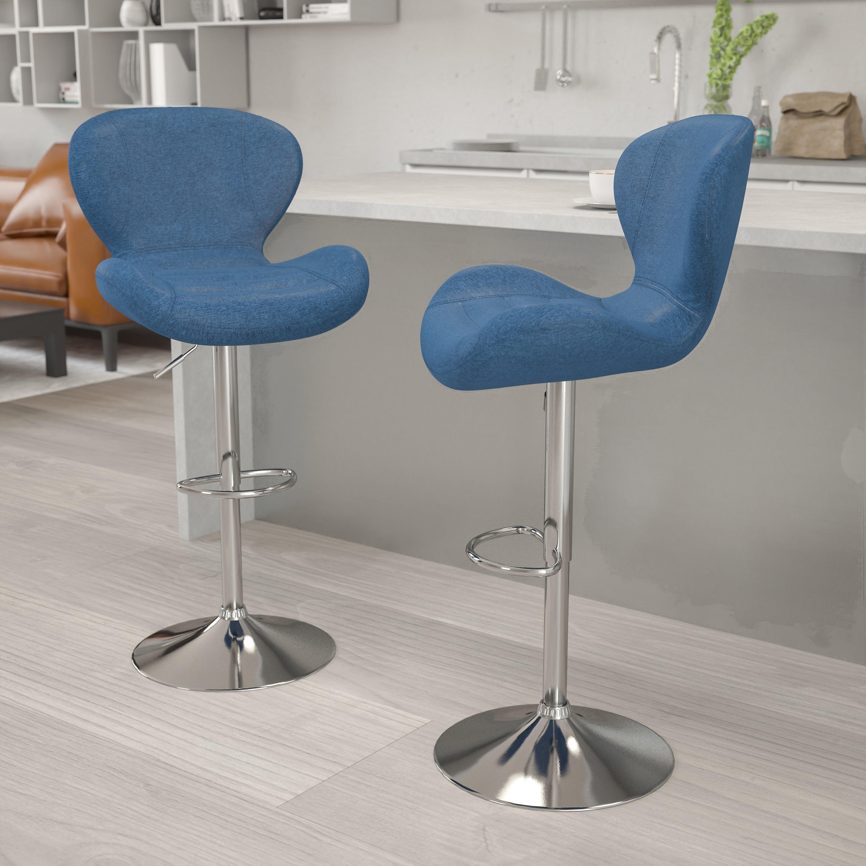 Adjustable Metal Vinyl Barstools Set Of 2