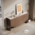 Modern Luxury 3 D Wave Buffet Cabinet With Marble Like Sticker Counter Top For Living Room And Dining Room