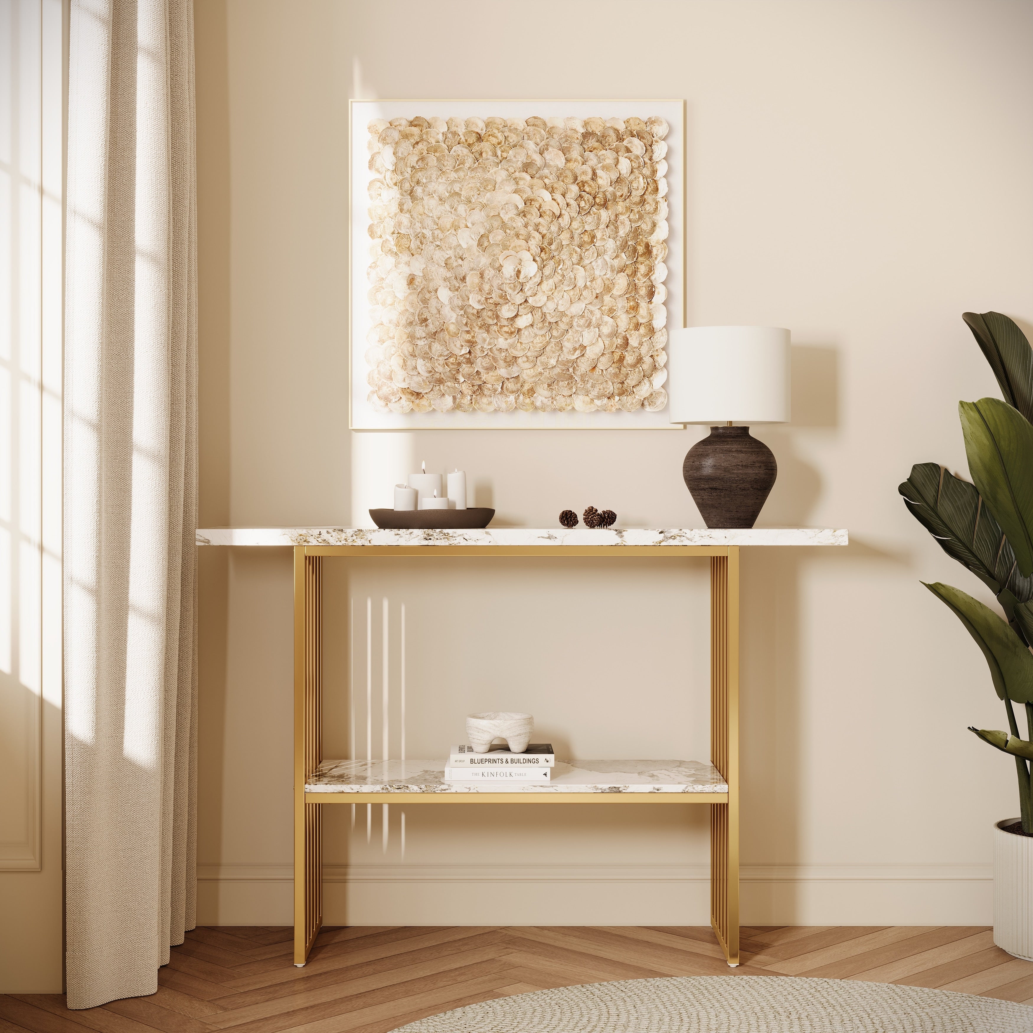 Modern Luxury 47.24 Console Table Stylish Entryway Table With Storage Shelf For Home Decor