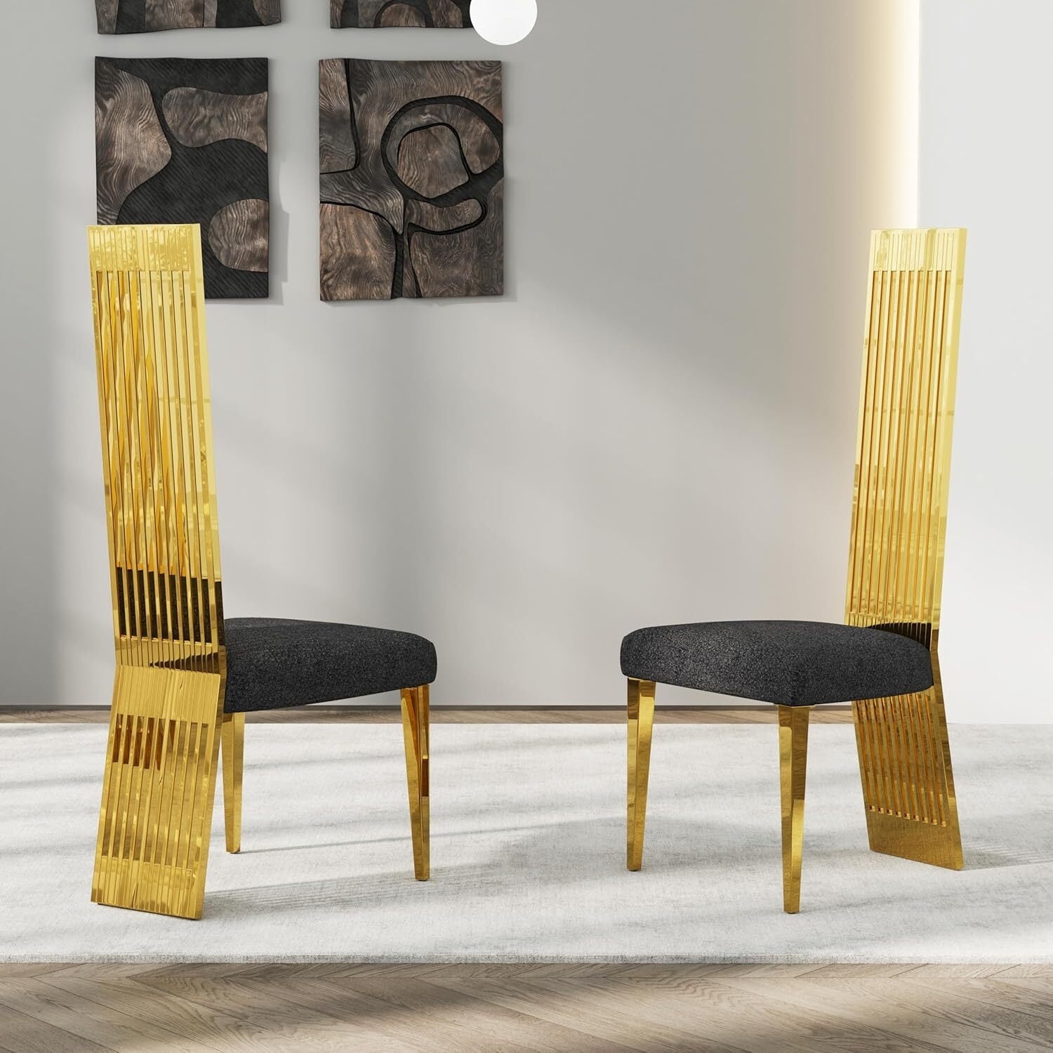 Modern Luxury Boucle Dining Chairs With High Back Design And Metal Legs