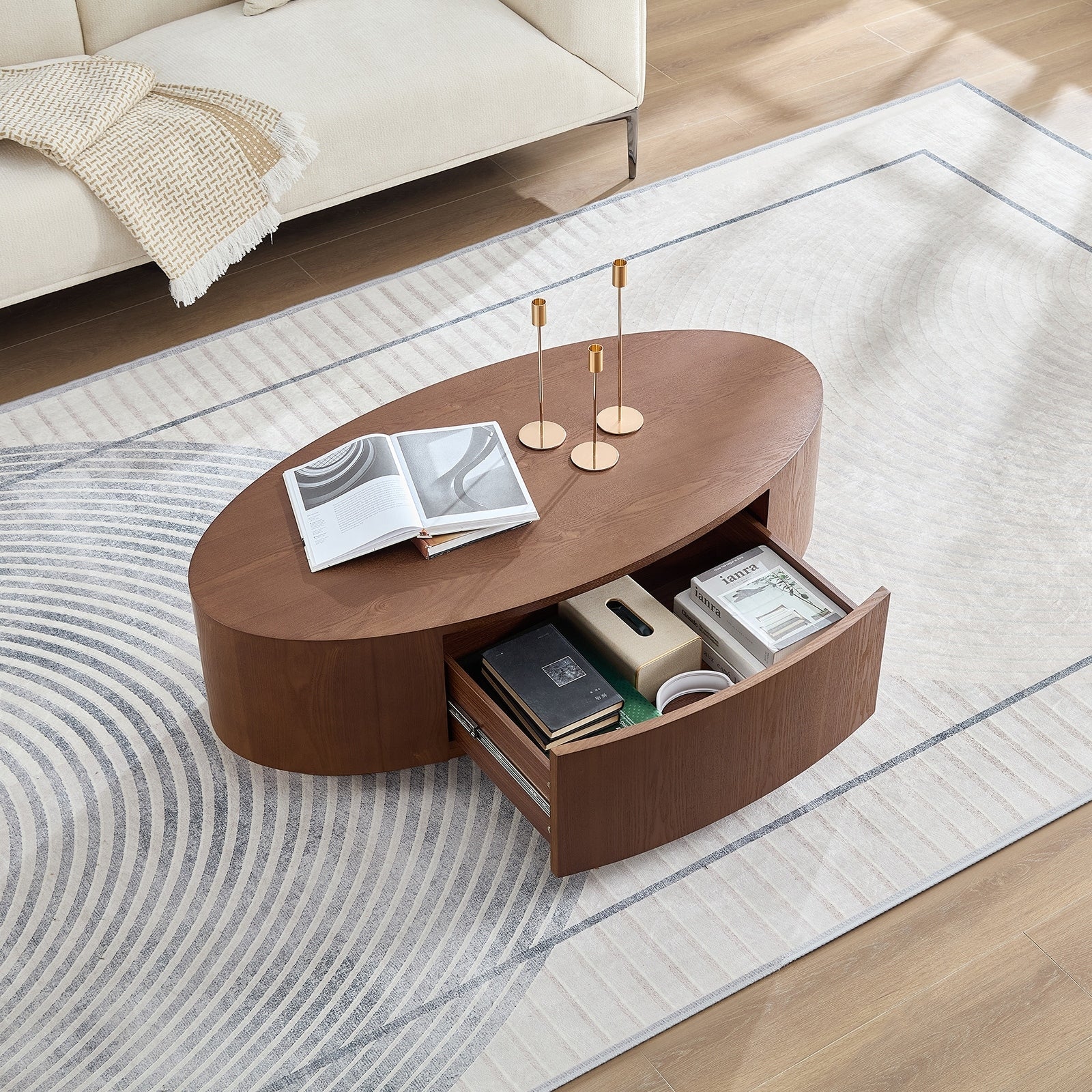 Modern Luxury Oval Coffee Table Elegant Living Room Accent Piece
