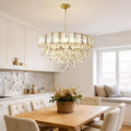 Modern Luxury Round Crystal Chandelier Ceiling Light Layered Pendant Lamp 23.62 X68.31