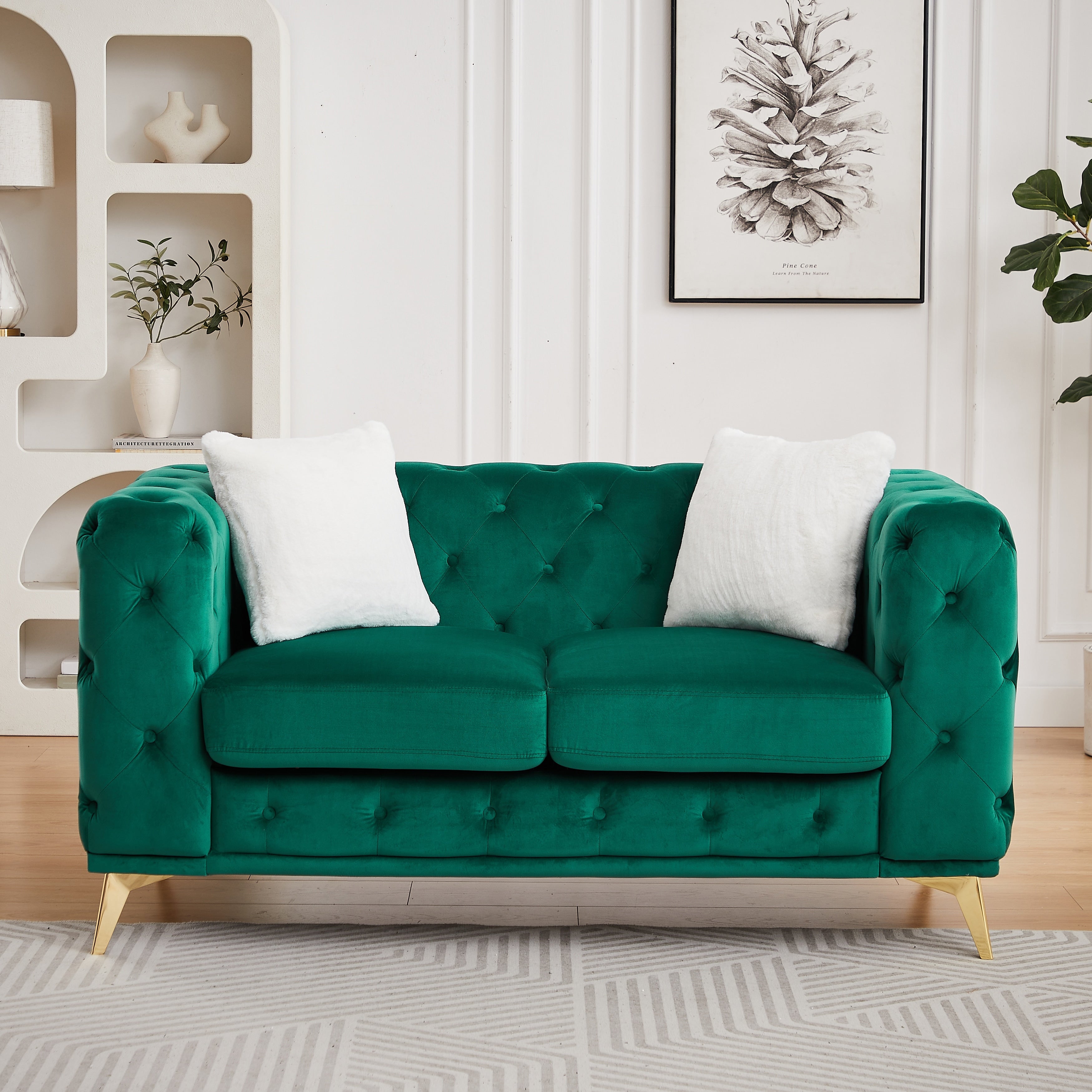 Modern Luxury Velvet Sofa With Chesterfield Quilted Button Accents