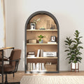 Modern Mdf 4 Tier Arched Bookcase With Open Storage Shelves And Anti Tip Kit Black By Gdfstudio