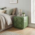 Modern Mdf Nightstand With Fixed Round Handles And Two Drawers Green Finish