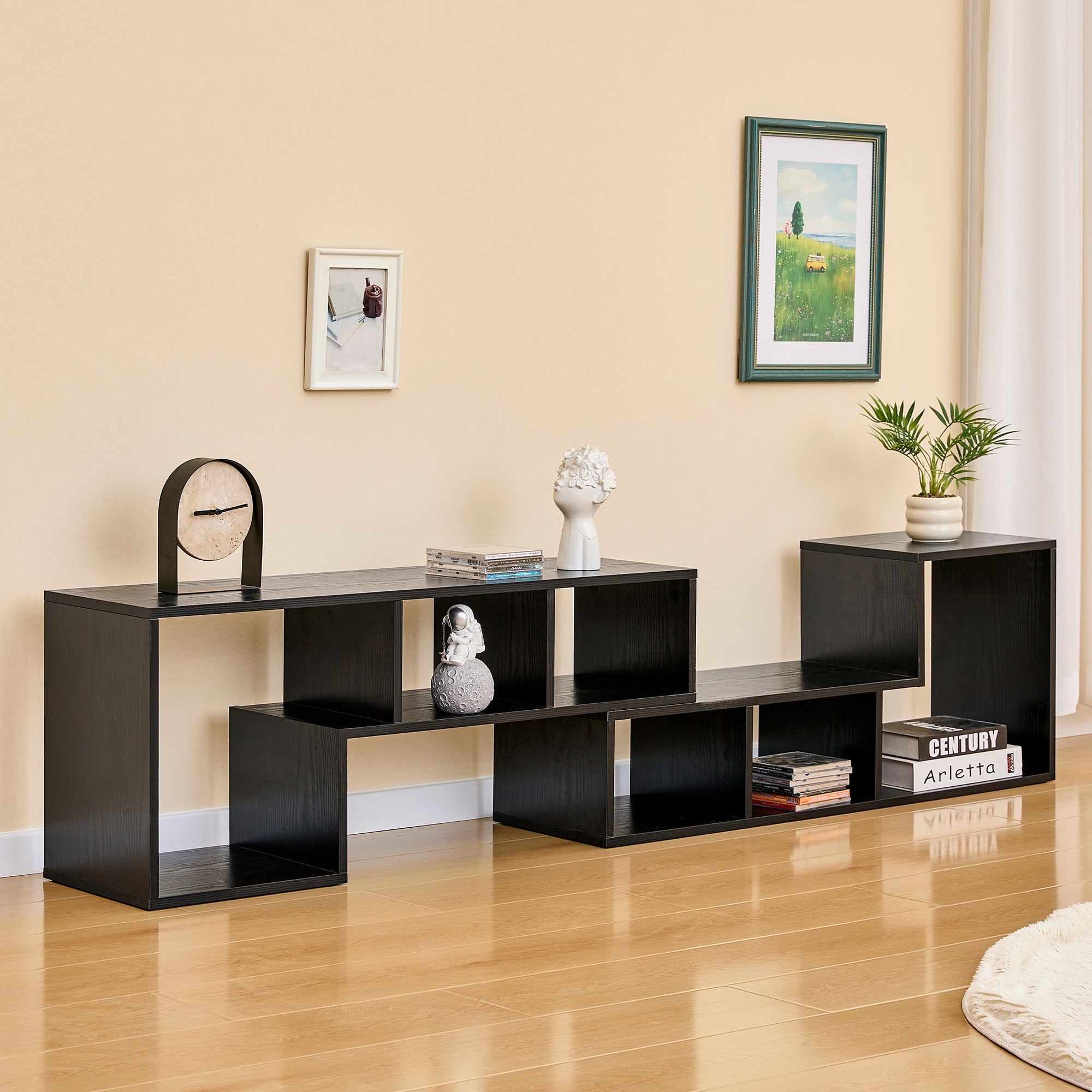 Modern Mdf Tv Stand Expandable Customizable Media Console Free Combination Entertainment Center With Open Storage Shelves