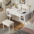 Modern Makeup Vanity Chair Set Dressing Table Writing Desk With Charging Port