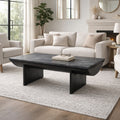 Modern Mango Wood Coffee Table With Marble Top 46 Black White 46.0