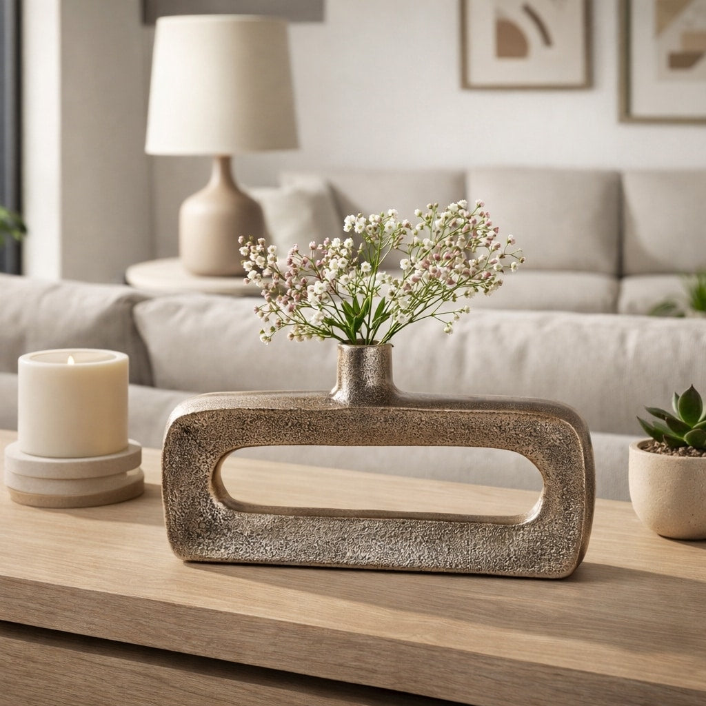 Modern Metal Open Cut Out Bud Vase Short Flower Vase