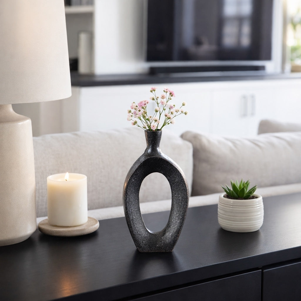 Modern Metal Open Cut Out Bud Vase Tall Flower Vase