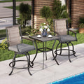 Phi Villa Patio Bar Set 3 Pcs Outdoor Metal Bar Set With 2 Swivel Cushioned Stools 31 Square Patio Bar Table