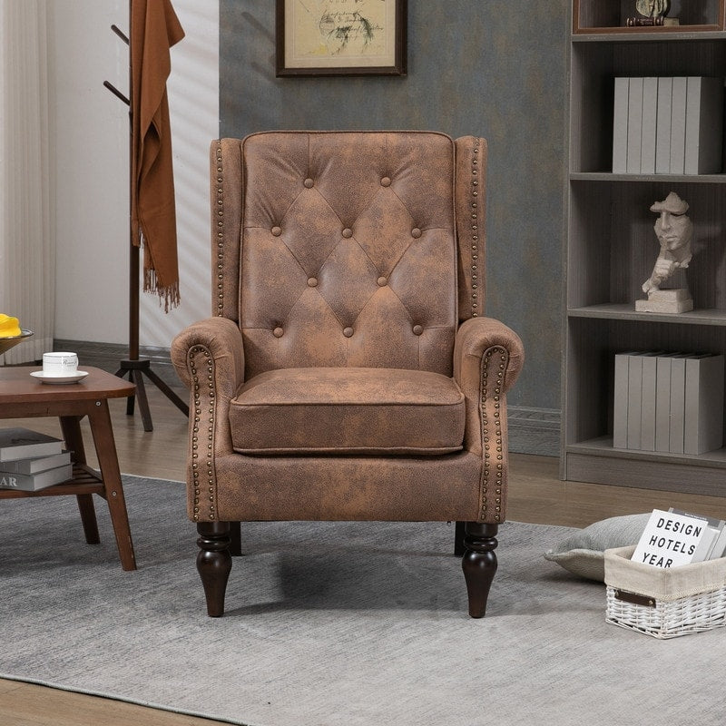 Modern Microsuede Accent Chair Plush Wood Frame Armchair For Living Room Bedroom