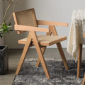 Modern Mid Century Dining Chair With Rattan Accent And Armrests