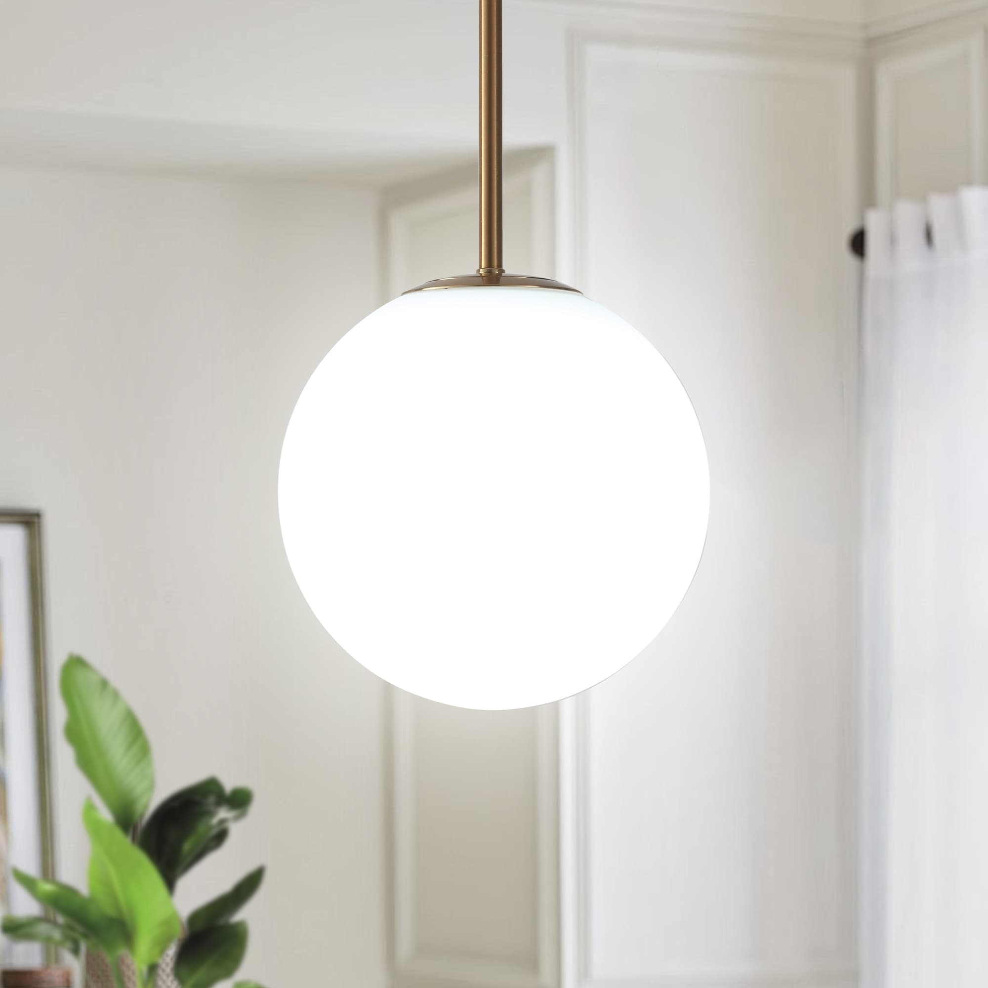 Modern Minimalist 1 Light Pendant Lighting With Milk White Glass Globe