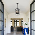 Modern Minimalist Black 6 Light Metal Rectangular Frame Pendant Light