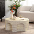 Modern Minimalist Round Accent Coffee Table With Unique Arched Cutout Base No Assembly Required Sturdy Structure