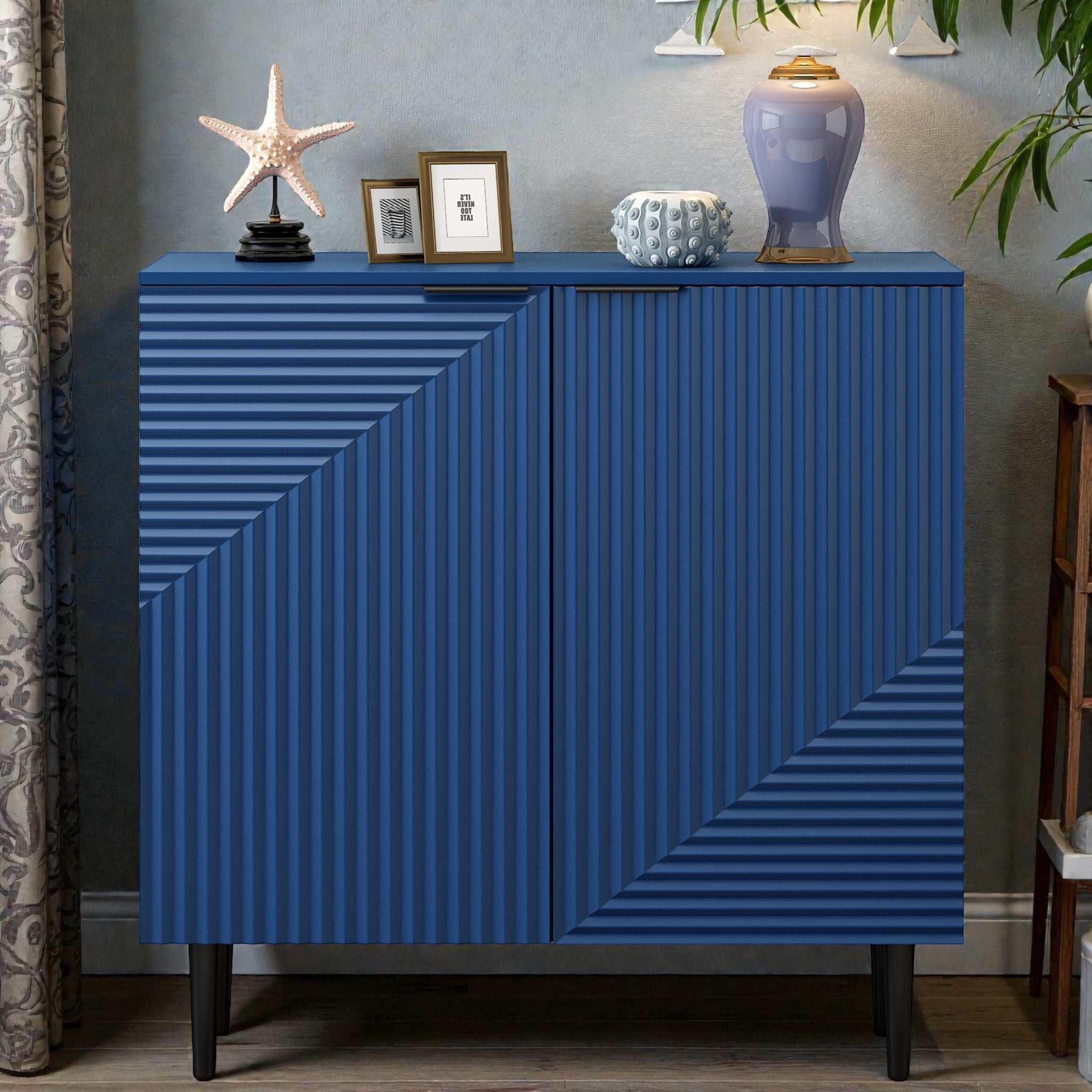 Modern Minimalist Side Cabinet With Adjustable Shelves Geometric Door Storage Cabinet For Living Room