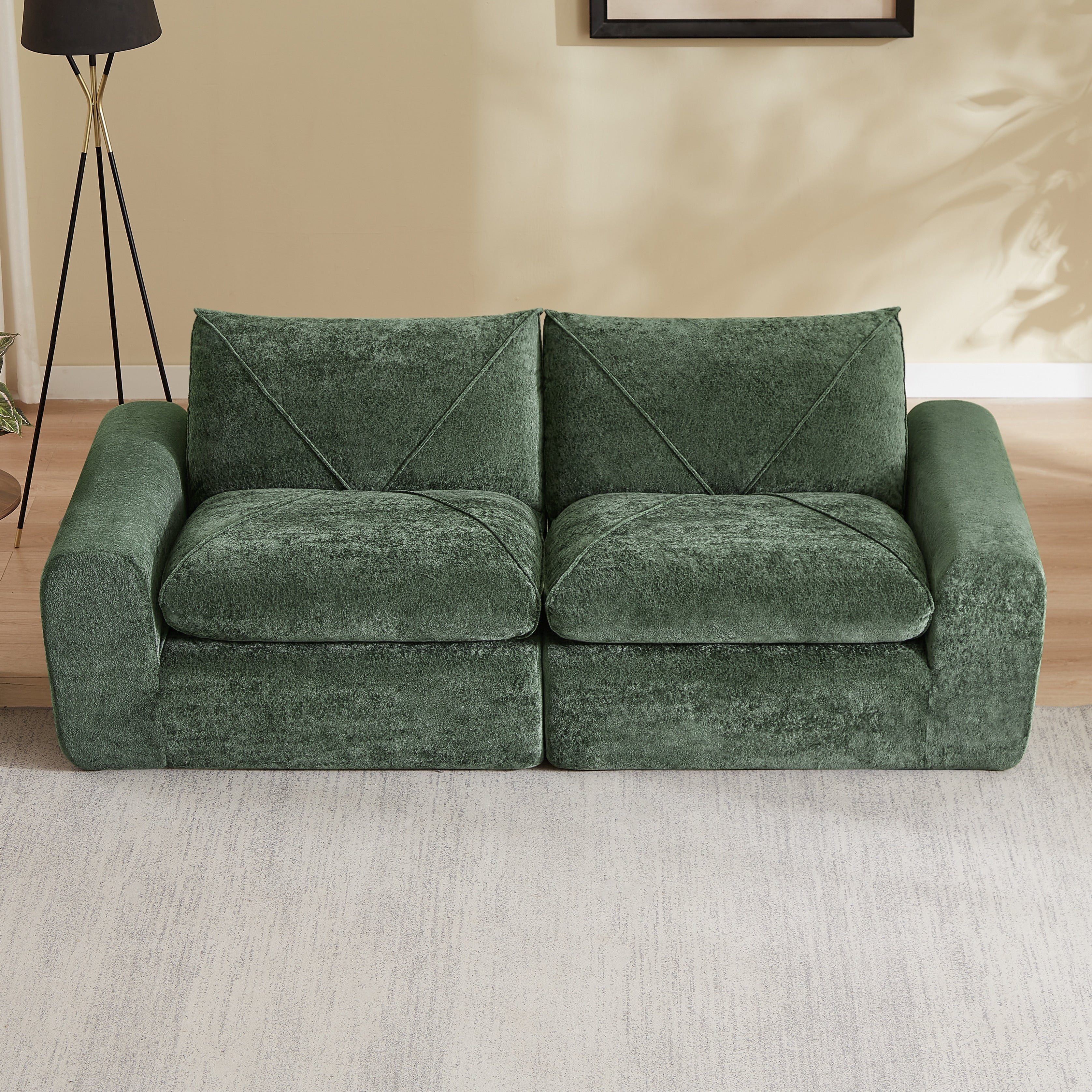 Modern Minimalist Chenille Sofa Non Sagging Cushions Wrapped Backrest For All Day Support Easy Clean