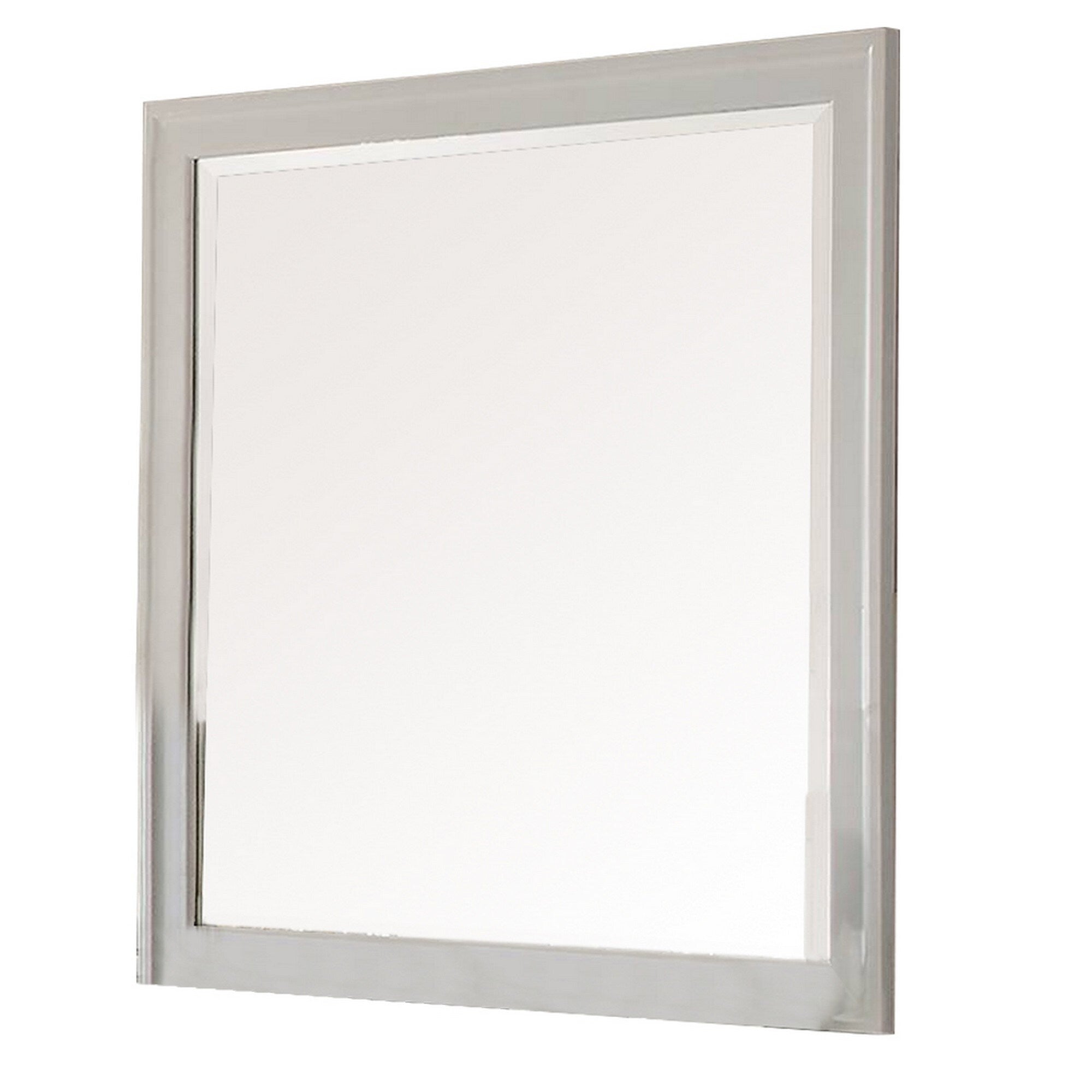Modern Mirror With Rectangular Frame An Molded Details White