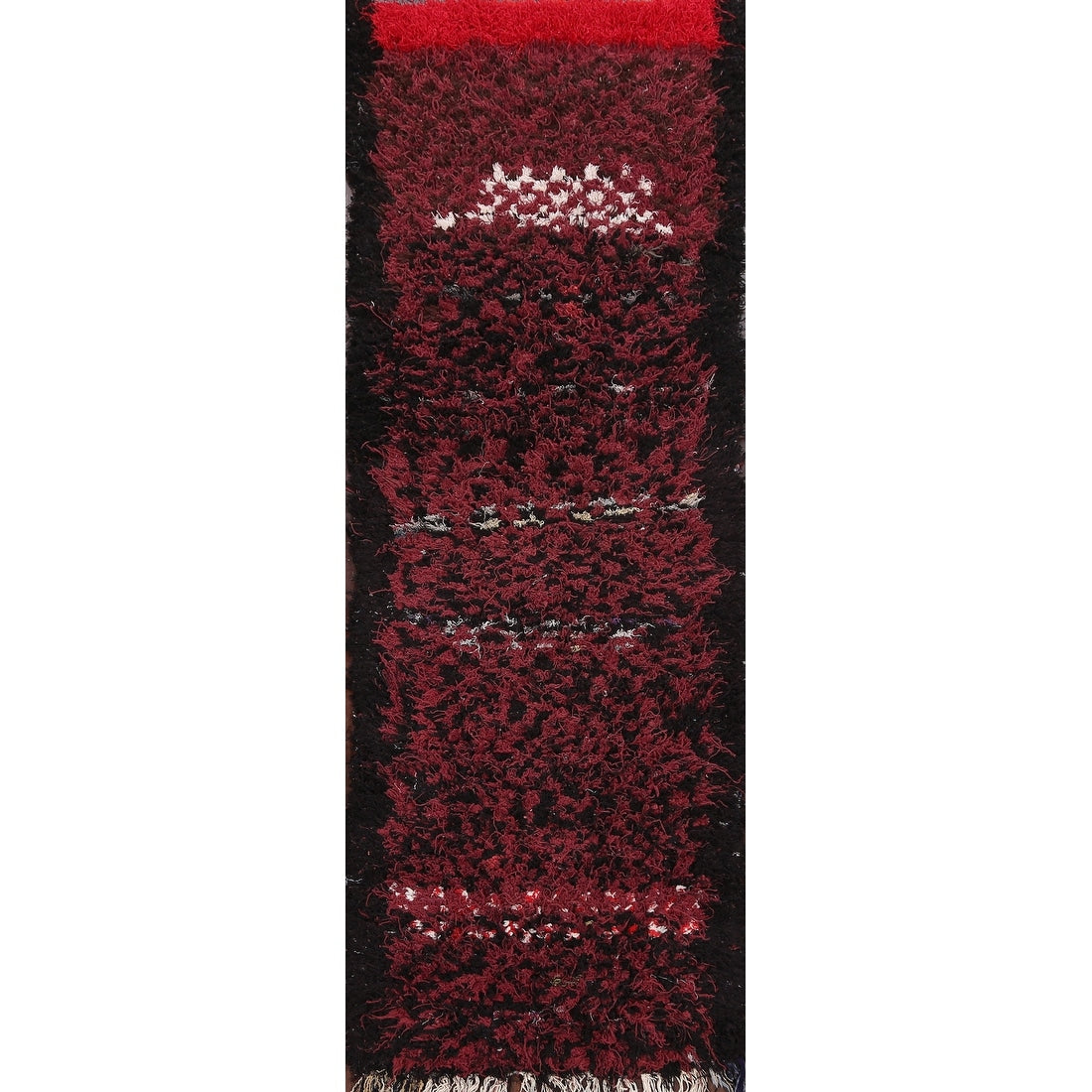 Modern Moroccan Oriental Runner Rug Wool Hand Knotted Carpet 210 X 711