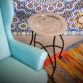 Modern Moroccan Tray Table In Silver 28 H X17 L X17 W