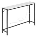 Modern Narrow Long Faux Marble Console Table With Power Outlet