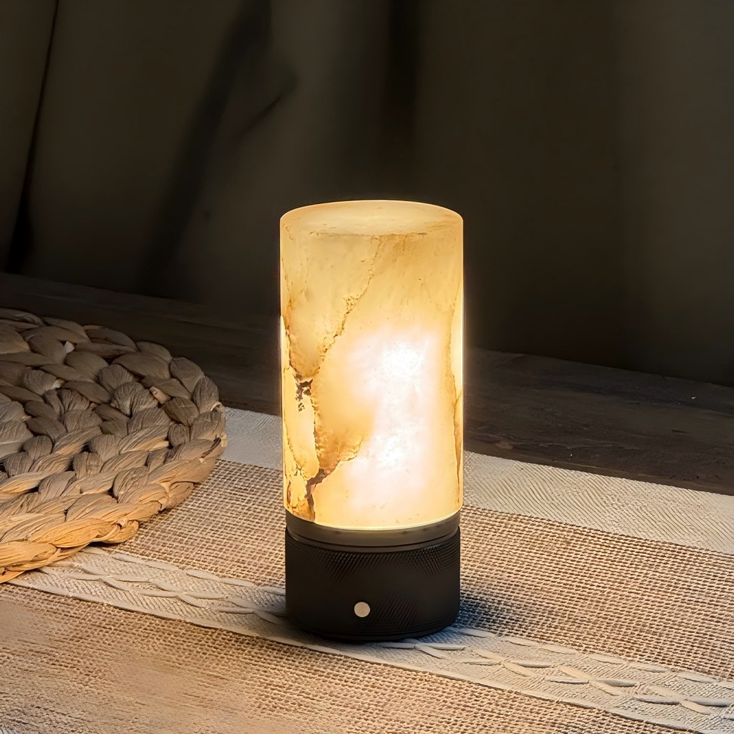 Modern Natural Spanish Alabaster Rechargeable Table Lamp With Dimmable Led Unique Statement Cordless Stone Bedside Lamp
