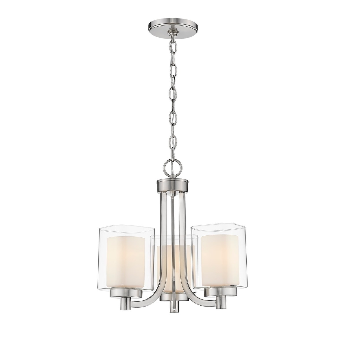 Modern Nickel Mini Chandelier Double Square Glass N A