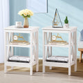 Vecelo 2Pcs End Bedside Table Nightstand Storage Room Decor W 2 Shelf