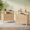 Modern Nightstand 2 Drawer Nightstand With Open Storage Shelf Bedside Table Large Night Stand For Bedroom Living Room
