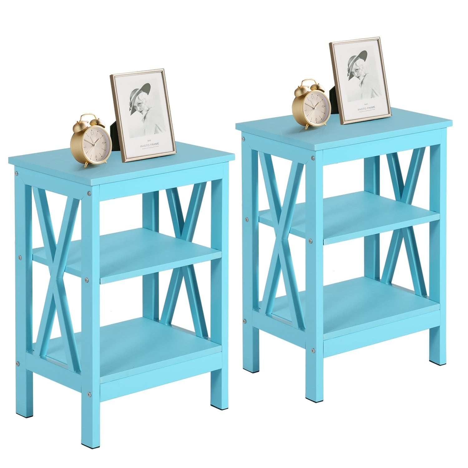 Vecelo Set Of 2 Modern X Base End Table Available In 3 Color 15.7 L X 11.8 W X 24.2 H