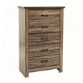 Modern Nordic Bedroom Storage Organizer Dark Brown Wood 5 Drawer Chest Space Saving 34X16X49 In