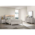 Modern Off White Finish Led Bedroom Furniture Set W Bookcase Headboard