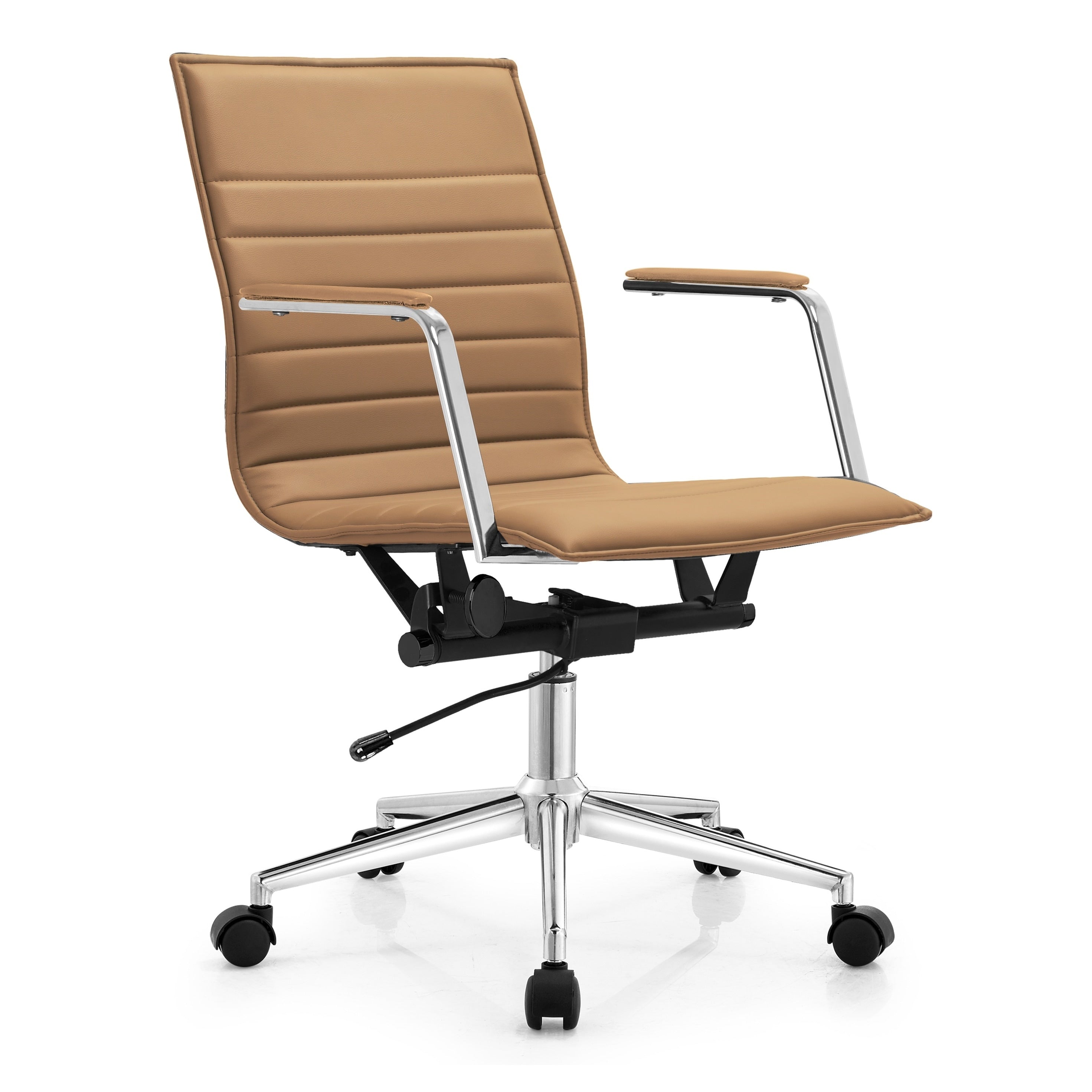 Mid Century Office Chair With Wheels Ergonomic Executive Pu Leather Arm Rest Tilt Adjustable Height Swivel Task Computer Gray