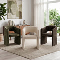Modern Open Back Chenille Barrel Upholstered Dining Armchairs Set Of 2