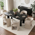 Modern Open Back Chenille Barrel Upholstered Dining Armchairs Set Of 6