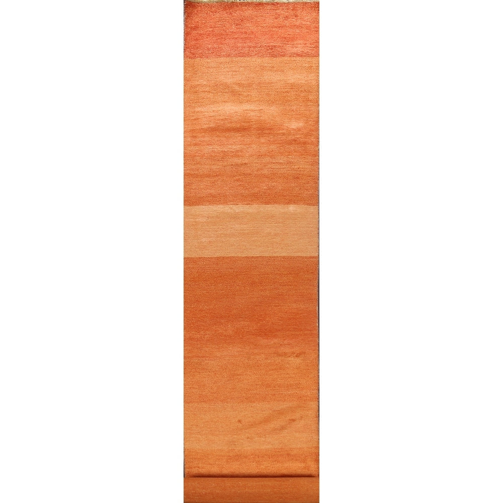Modern Oriental Gabbeh Kashkoli Wool Runner Rug Hand Knotted 25 X 202