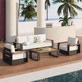 Modern Outdoor Aluminum 4 Piece Conversation Set With Thick Polyethylene Cushions