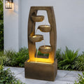 Modern Outdoor Water Fountain With Lights 4 Tier Cascading Bowl Waterfall Freestanding Garden Fountain For Patio Yard