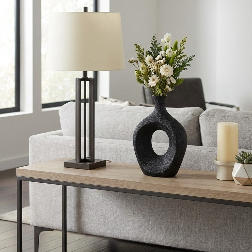 Modern Oval Ceramic Table Vase Cut Out Design