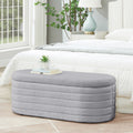 Modern Oval Storage Ottoman Bench Upholstered Fabric End Of Bed Storage Bench Aesthetic Large Foot Of Bed Storage Bench