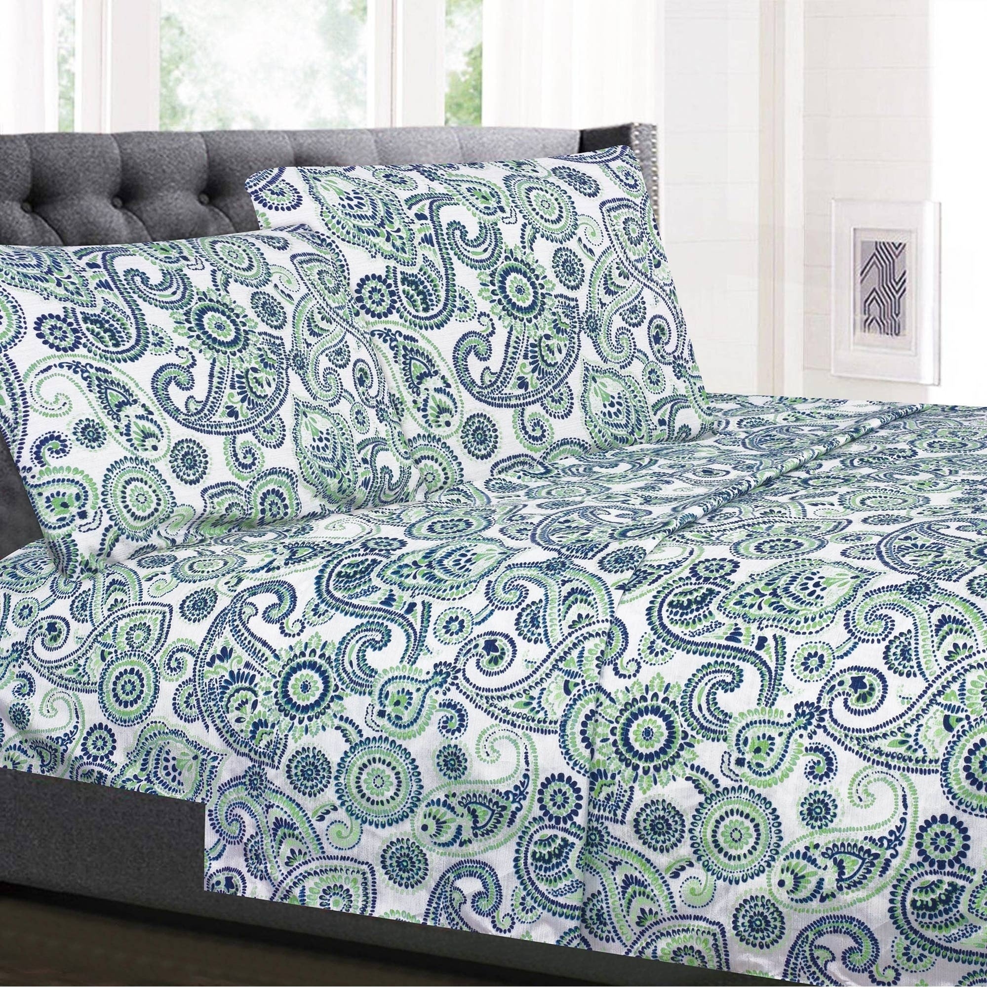Modern Paisley 4 Piece Patterned Deep Pocket Sheet Set